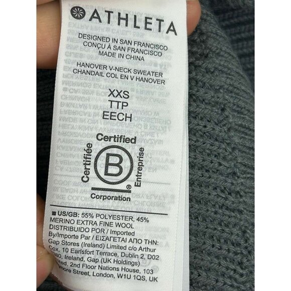 Athleta Women's Size XXS Hanover Sweater Gray V-Neck Wool Blend - Picture 10 of 14